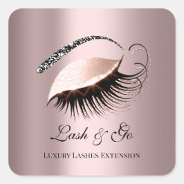 Rose Gold Diamond Makeup Artist Lash Shop Quadratischer Aufkleber