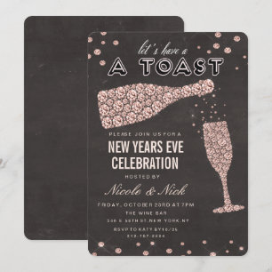 Rose Gold Diamond Silvester Einladung