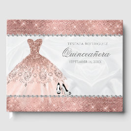 Rose Gold Diamond Sparkle Glam Quinceanera Gästebuch