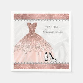 Rose Gold Diamond Sparkle Glam Quinceanera Serviette