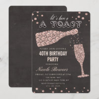 Rose Gold Diamond Weinglas Geburtstagseinladung