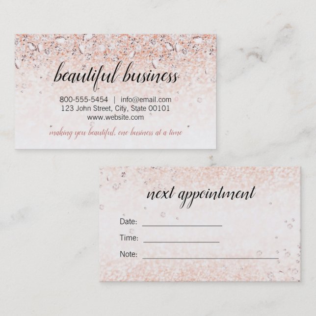 Rose Gold Diamonds Business Card mit Terminierung Terminkarte (Vorne/Hinten)