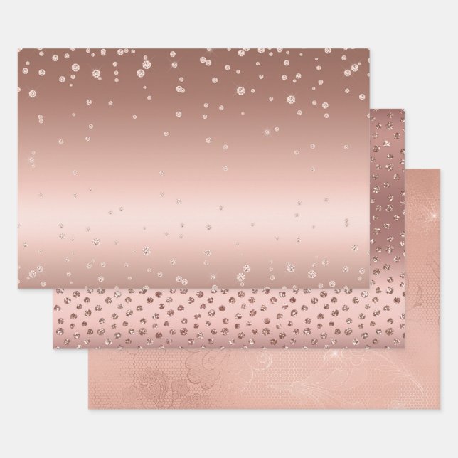Rose Gold Diamonds Geschenkpapier Set (Set)