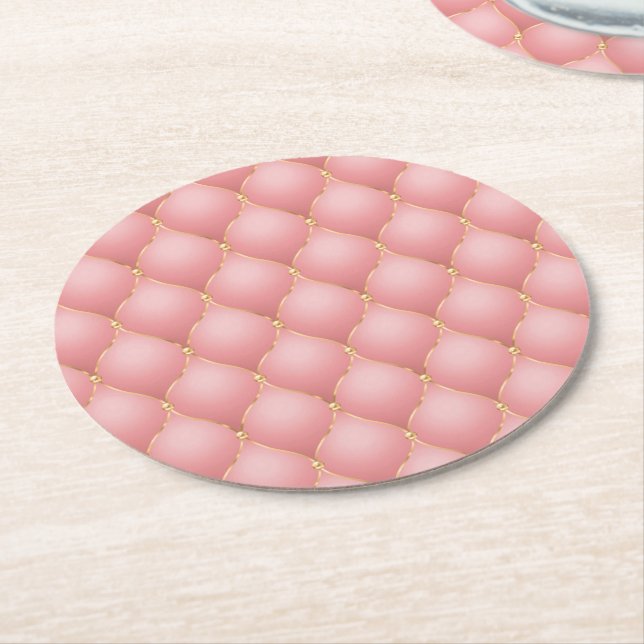 Rose Gold Diamonds Tufted Paper Untersetzer (Angewinkelt)