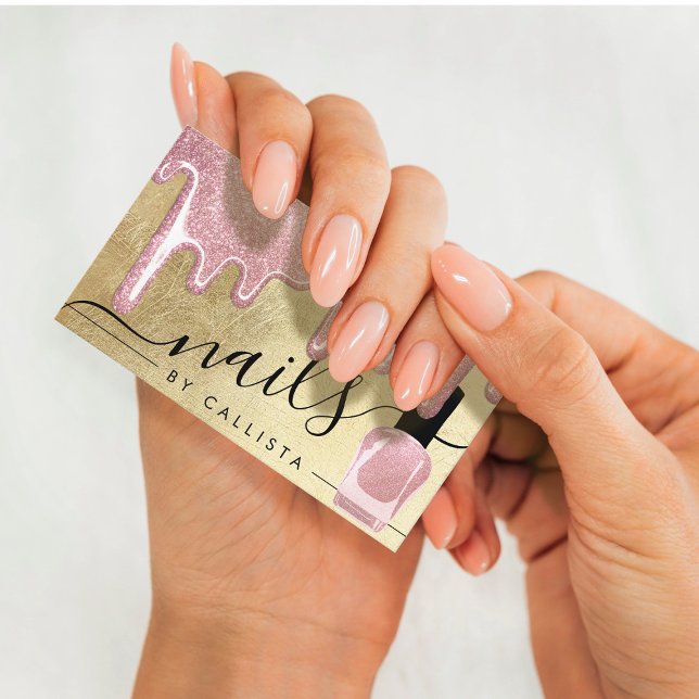 Rose Gold Dicker Glitzer Tropfen Polnische Nägel Visitenkarte (Von Creator hochgeladen)