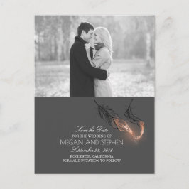Rose Gold Dipped Feathers Chic Foto Save the Date Ankündigungspostkarte