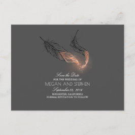 Rose Gold Dipped Feathers Chic Save the Date Ankündigungspostkarte