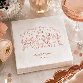 Rose Gold Disco Wedding Personalized Napkins Servietten Mit Folie