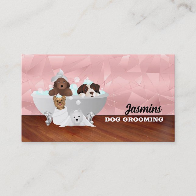 Rose Gold Dog Bath Business Cards Visitenkarte (Vorderseite)