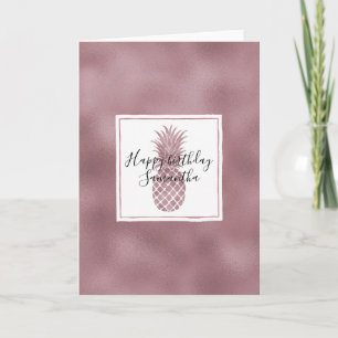 Rose Gold Dots Ananas Geburtstag Karte