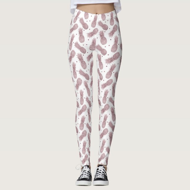 Rose Gold Dots Ananas Leggings (Vorderseite)