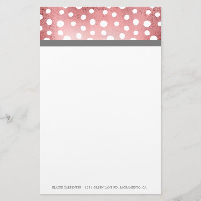 Rose Gold Dots | Personalisierte Stationierung Briefpapier (Vorderseite)