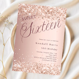 Rose Gold Drehbuch Modernes Budget Sweet 16 Einlad