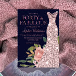 Rose Gold Dress Blush Blume Marine 40. Geburtstag Einladung<br><div class="desc">Rose Gold Dress Blush Blume Navy 40. Geburtstag Einladung Siehe Matching Kollektion in Nest und Nest Store Vielen Dank</div>