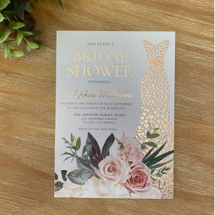 Rose Gold Dress Blush Rosa Brautparty Folieneinladung