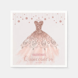Rose Gold Dress Quinceañera Prinzessin 15. Geburts Serviette