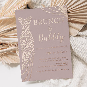 Rose Gold Dress Rosa Brautparty Brunch & Bubbly Folieneinladung