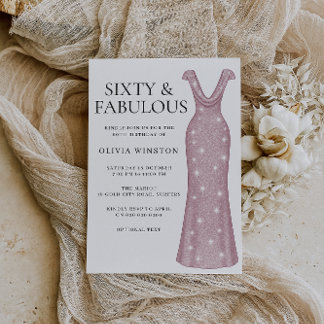 Rose Gold Dress Woman's 60. Geburtstagsparty Einladung