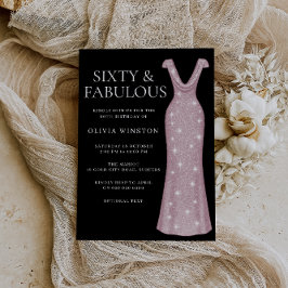 Rose Gold Dress Woman's Black 60. Geburtstagsparty Einladung