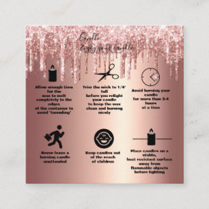 Rose Gold Drilling Glitzer Candle Care Quadratische Visitenkarte