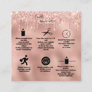 Rose Gold Drilling Glitzer Candle Care Square Quadratische Visitenkarte