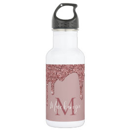 Rose Gold Drilling Glitzer Monogram Edelstahlflasche