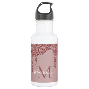 Rose Gold Drilling Glitzer Monogram Edelstahlflasche