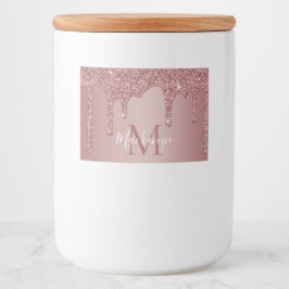 Rose Gold Drilling Glitzer Monogram Lebensmitteletikett