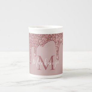 Rose Gold Drilling Glitzer Monogram Prozellantasse