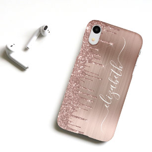 Rose Gold Drilling Glitzer Personalisiert iPhone Hülle