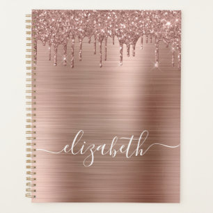 Rose Gold Drilling Glitzer Personalisiert Planer