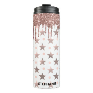 Rose Gold Drilling Glitzer Thermal Tumbler Thermosbecher