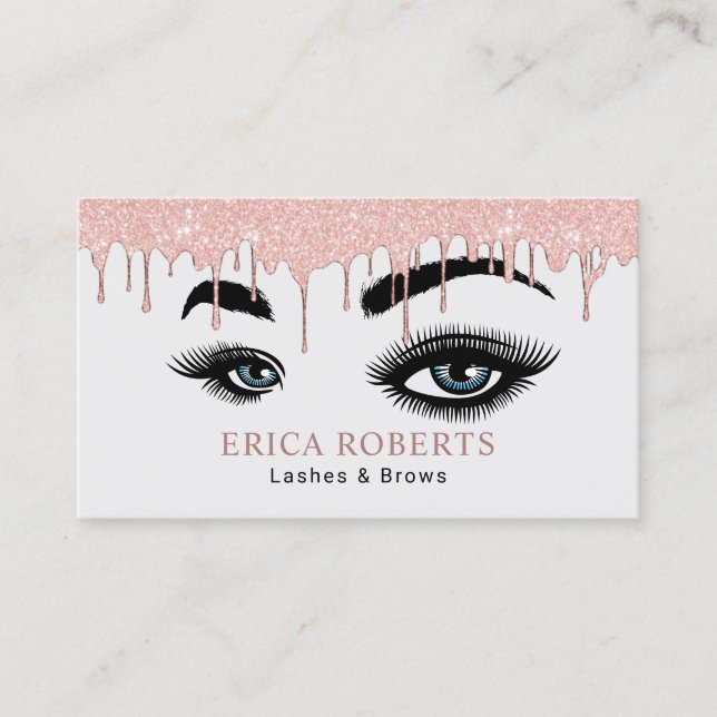 Rose Gold Drilling Lashes Makeup Artist Salon Visitenkarte (Vorderseite)