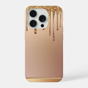 ✨ Rose Gold Drip Eleganz über Metallic Gold Glanz iPhone 15 Pro Hülle