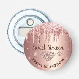 Rose Gold Dripping Glitzer & Diamond Sweet 16   Flaschenöffner