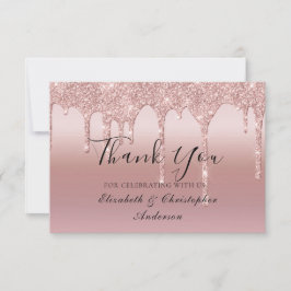 Rose Gold Dripping Glitzer Hochzeit Dankeschön Kar Dankeskarte