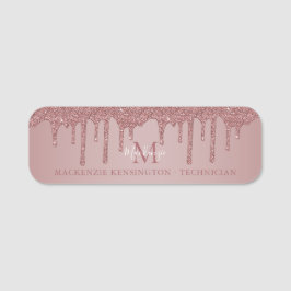 Rose Gold Dripping Glitzer Monogram Namensschild