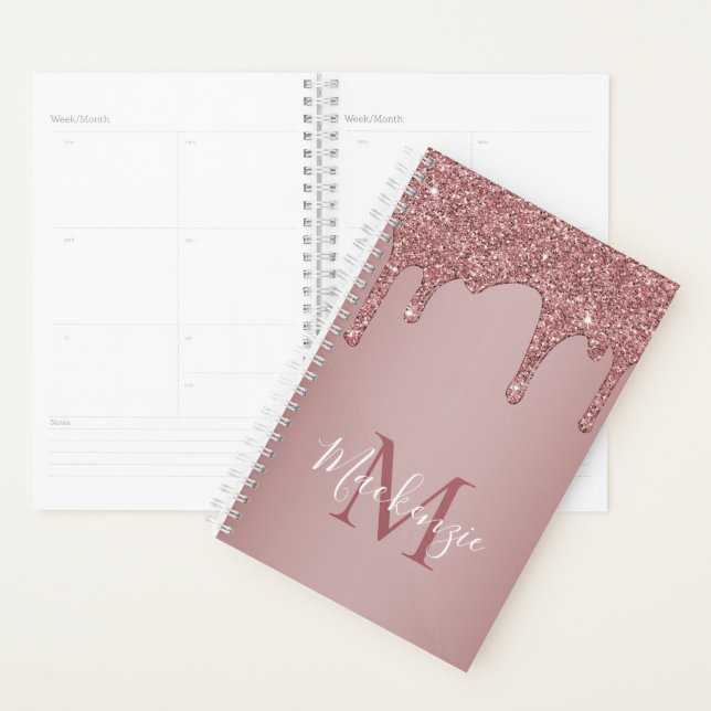 Rose Gold Dripping Glitzer Monogram Planer (Anzeige)