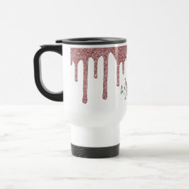 Rose Gold Dripping Glitzer Monogram Reisebecher