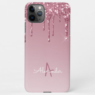 Rose Gold Dripping Glitzer Monogramm mit Namen iPhone 11Pro Max Hülle