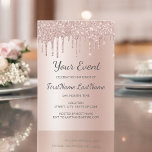 Rose Gold Dripping Glitzer Sweet 16 Brautparty Einladung<br><div class="desc">Blush Pink - Rose Gold Funkelnd und Girly Dripping Glitzer Sweet 16 (sechzehn) Birthday Party, 1., 13., 15., 18., 30., 40., 60., 70., 80., 90., 100. Women's Birthday Party, Brautparty, Junggeselinnen-Abschied, Dusche (Baby Girl), Taufe, Firmenveranstaltung, Hochzeitstag oder Quinceanera Feier, Einladungvorlage. Das Hotel ist die perfekte moderne, schicke, trendige und elegante...</div>