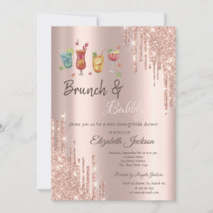 Rose Gold Drips Cocktails Brunch & Bubbly Einladung