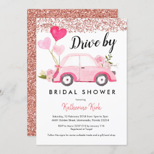 Rose Gold Drive by Bridal Dusche Einladung
