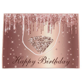Rose Gold Driving Glitzer & Diamond Geburtstag  Große Geschenktüte