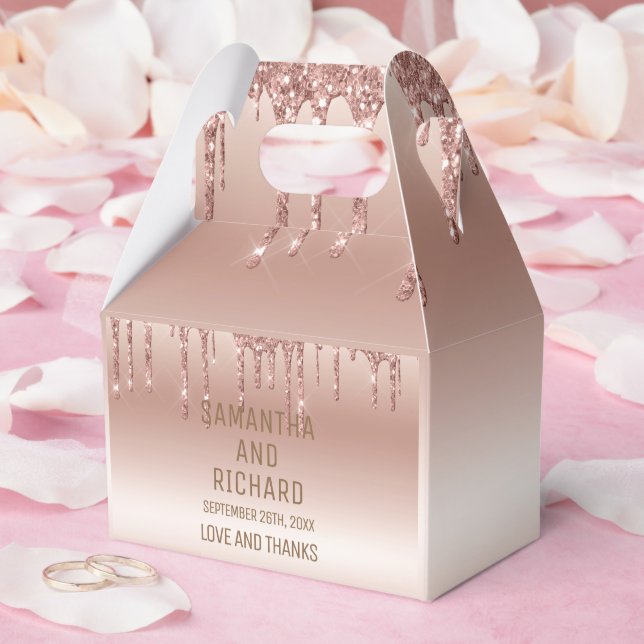 Rose Gold Driving Glitzer Metallic Shine Geschenkschachtel (Hochzeit)