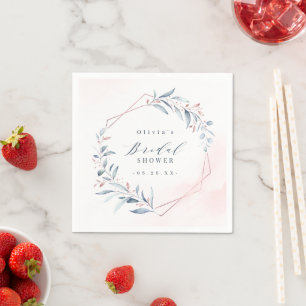 Rose Gold Dusty Blue Greenery Brautparty Serviette