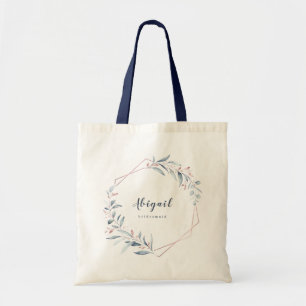 Rose Gold Dusty Blue Greenery Geometric Bridesmaid Tragetasche