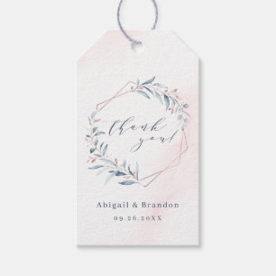 Rose Gold Dusty Blue Greenery Geometric Vielen Dan Geschenkanhänger