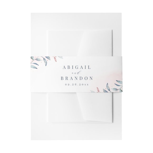 Rose Gold Dusty Blue Greenery Geometric Wedding Einladungsbanderole (Vorderseite Beispiel)