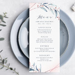 Rose Gold Dusty Blue Greenery Geometric Wedding Menükarte<br><div class="desc">Rustikal dusty blue botanical foliage grün Design mit Imitaten Rose vergoldeten Folie Blätter und geometrischen Rahmen,  mit trendigen Menüskript,  einfach und elegant,  ideal für grün und golden Sommer rustikale Hochzeit,  Frühjahr botanischen Garten Hochzeit. Alle passenden Teile in der Sammlung anzeigen</div>